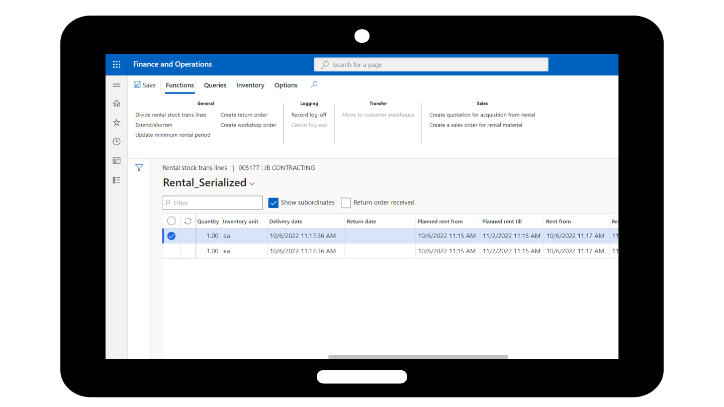 Equipment rental software fully integrated with Microsoft Dynamics 365