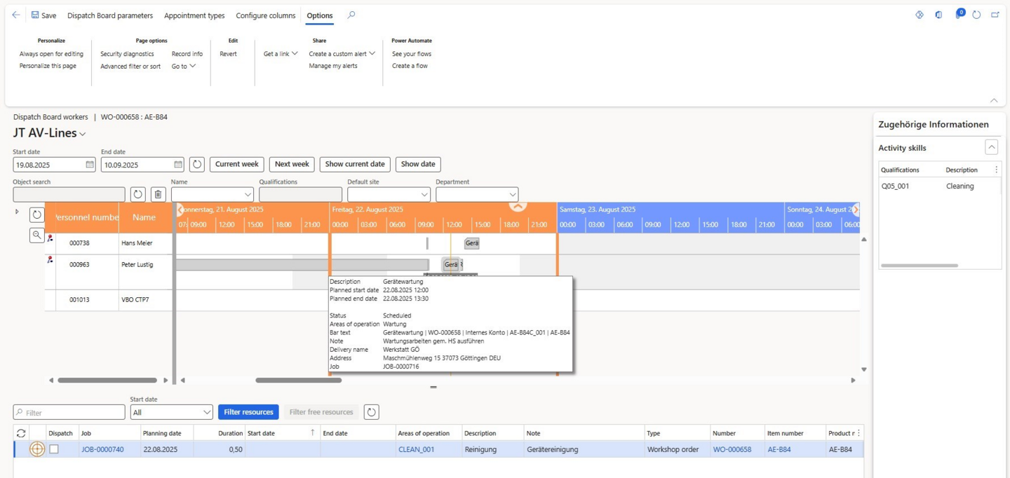 Graphical scheduling in Sycor.Rental