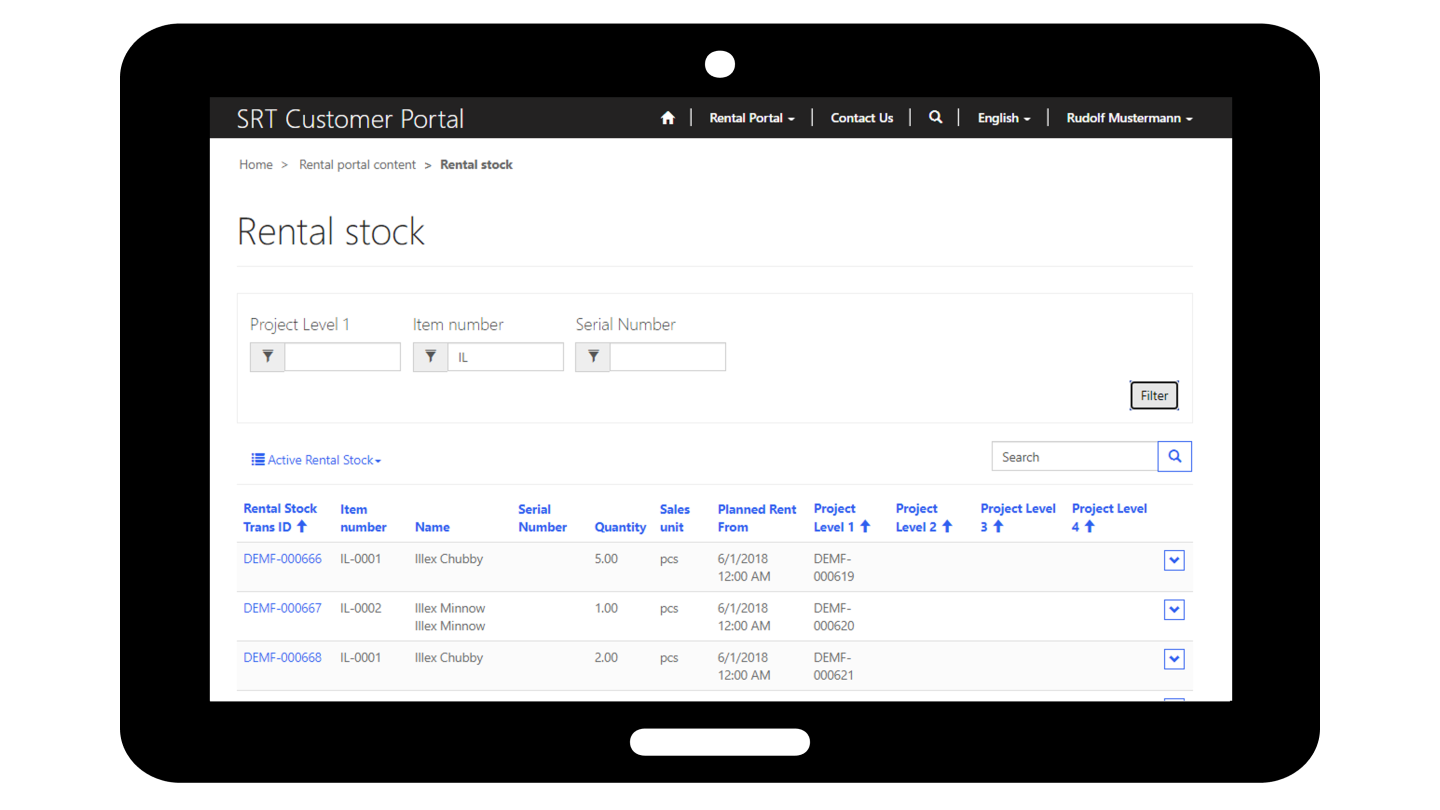 Equipment rental software featuring a self-service customer portal