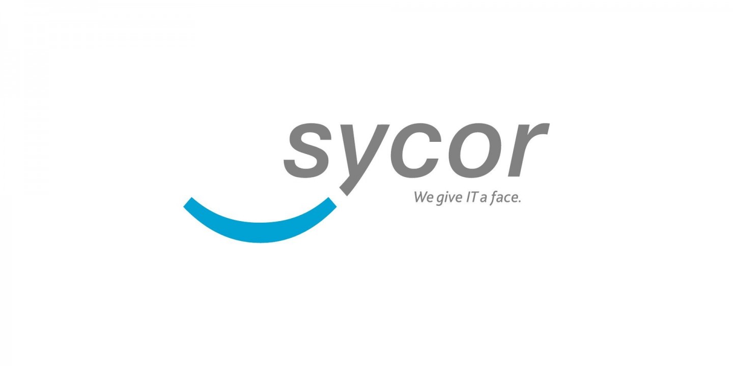 Sycor Logo, englisch, We give IT a face