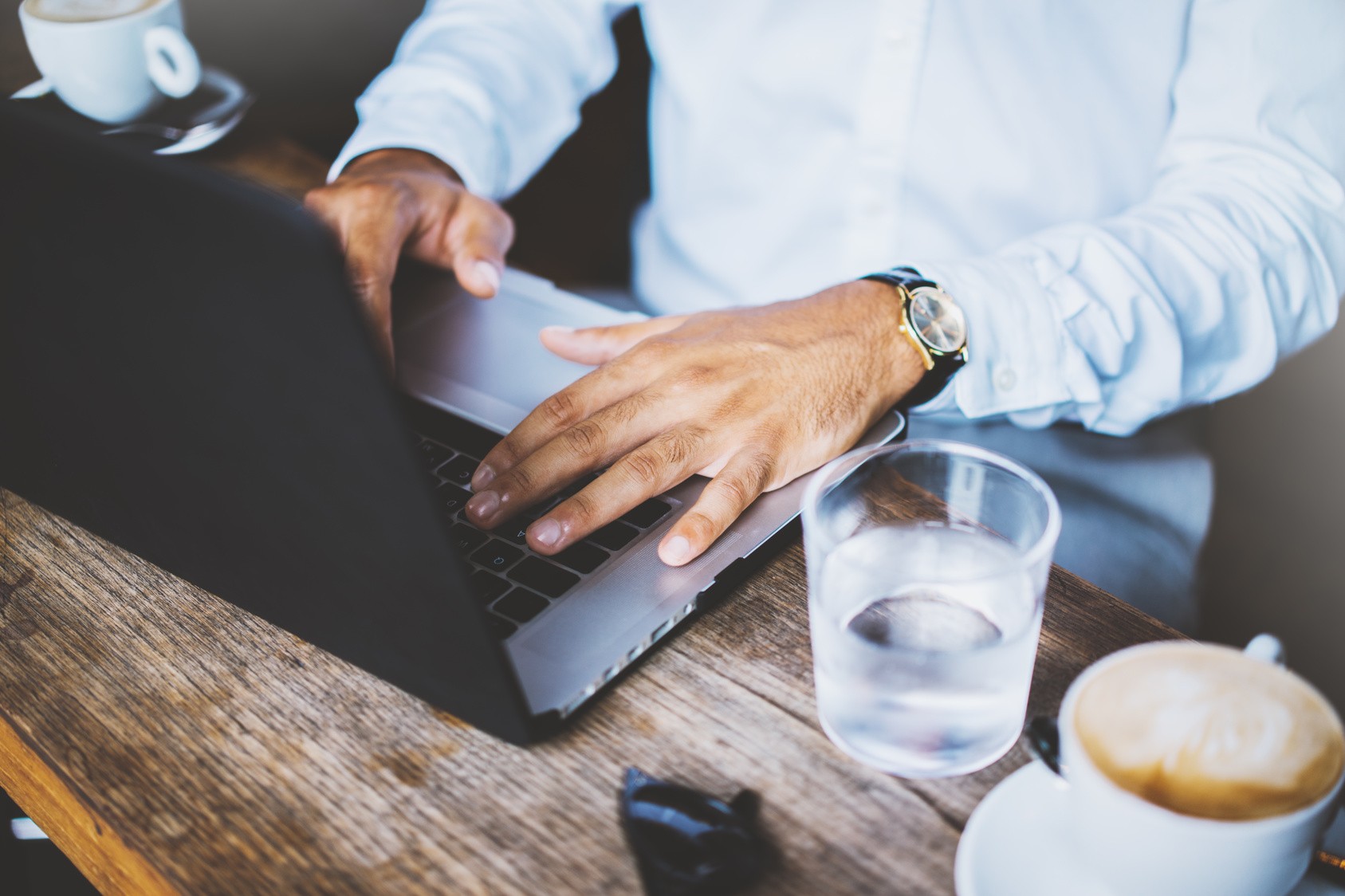 Businessman using cloud rental software