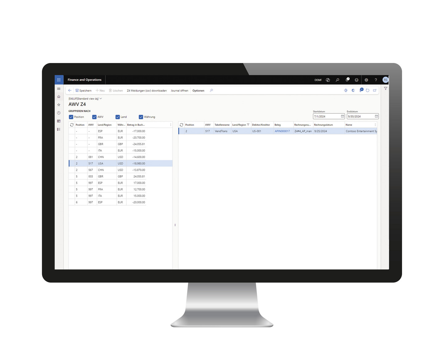 AWV Z4 Meldung in Microsoft Dynamics 365