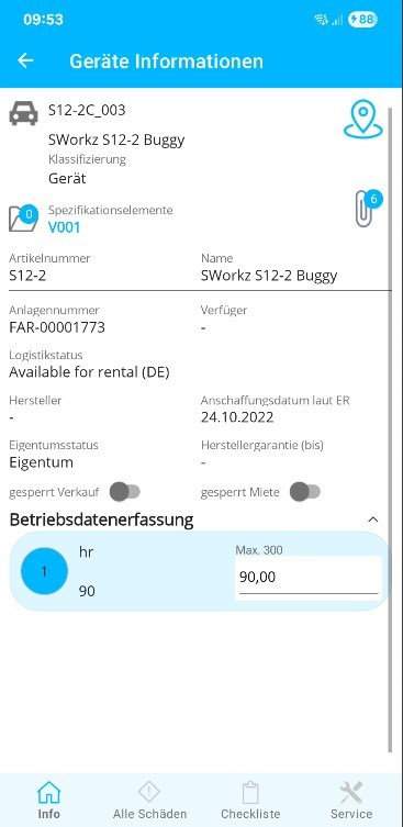 Geräteansicht mit Historie