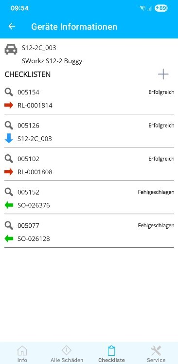 Geräteansicht Checklisten